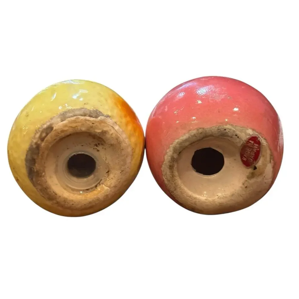 Vintage 1950s Glazed Apple & Tangerine Ceramic Salt & Pepper Shakers Japan